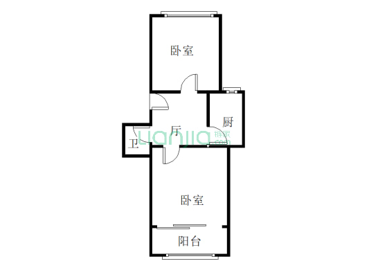矿山局家属楼南院 2室1厅 南 北-户型图