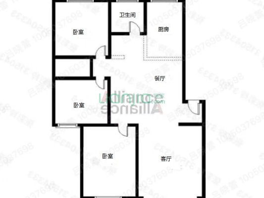 新安小区 物探二号院 南北通透三居-户型图