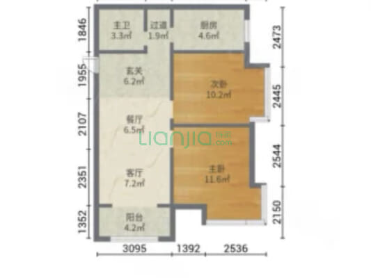 东南两居，房本满2，采光充足，交通便利!-户型图