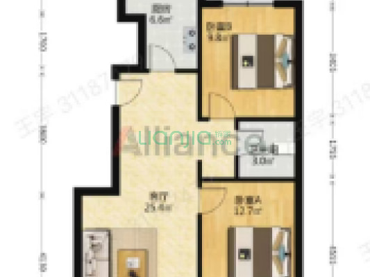 中国铁建樾府国际 2室1厅 南 北-户型图