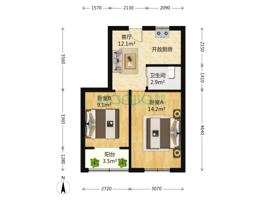 保平小区 2室1厅1卫 60平方