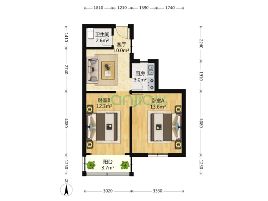 民星路600弄 2室1厅1卫 58平方