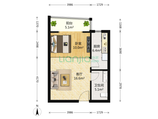 文成杰座 1室1厅1卫 58平方