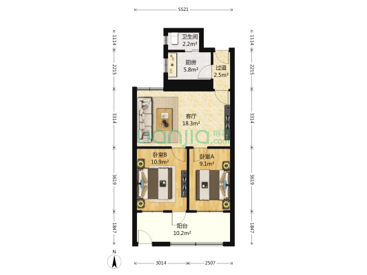 车站南路三角洲 2室1厅1卫 73平方