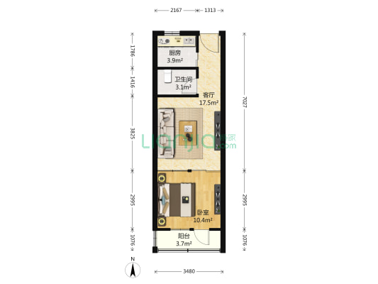 和义东里一区 1室1厅1卫 54平方