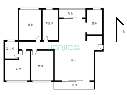 建业十八城3室2厅2卫143.24平米老证过户费用低-户型图