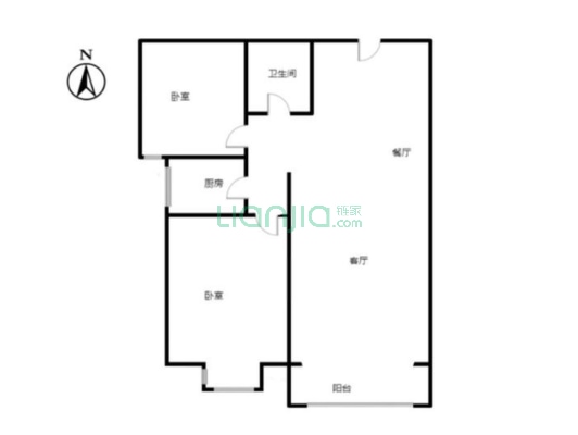 凌云旁 优美社区 人车分流 次顶层 南向两居 看房随时-户型图