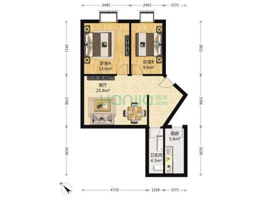 一栋苑 2室1厅1卫 79平方