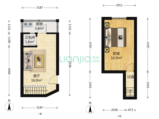 金环里 1室1厅1卫 47平方