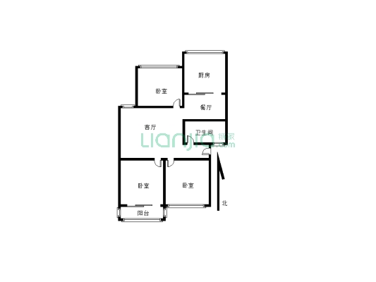 盟东小区一楼三居室带地下室19.65平米出售-户型图
