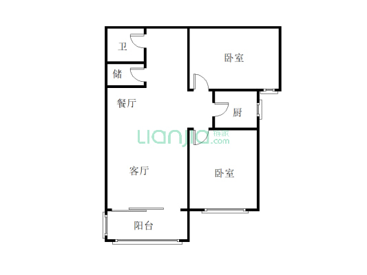 三处家属院 2室2厅 南-户型图