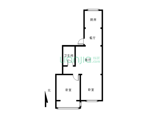 房子两室格局     提前联系可看-户型图