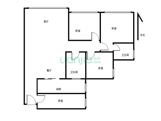 大三室,每个卧室都宽敞,户型方正,实用面积多,全中庭-户型图