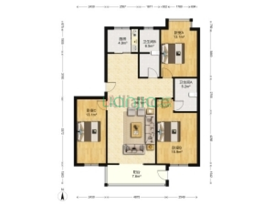 名流枫景洋房  南北通透大三居室-户型图