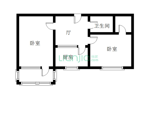 物探三号院 永安小区 低楼层 两居-户型图