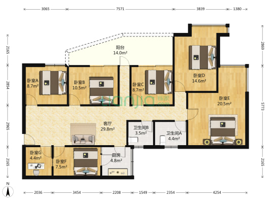 种业小区 7室1厅2卫 160平方