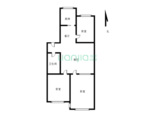 小面积三室房源，步梯3楼，采光好，价格可议-户型图