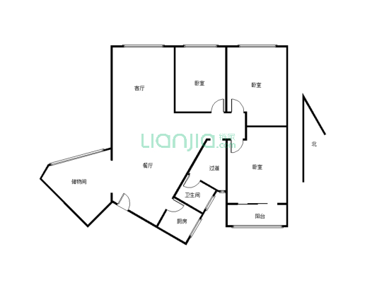 广德小区3-2-1-2 134.74m² 45 万 房子出租中 校门口-户型图