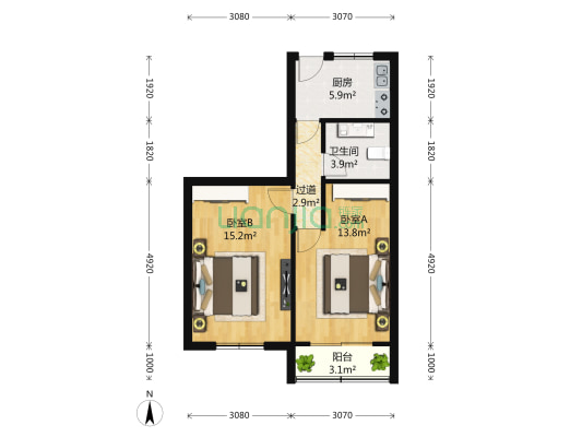 环镇南路91号 2室0厅1卫 63平方