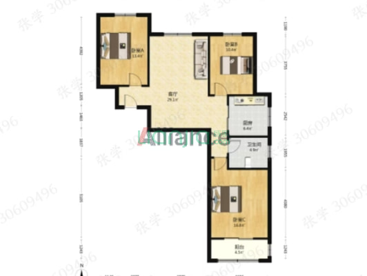 此房本满五年，税费低。精装修，南北通透的户型通风好-户型图