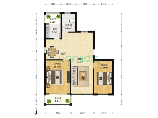 马桥镇西街8号 2室2厅1卫 0平方