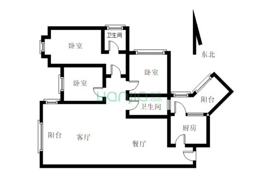 临港 三江新 区长江国际青年城  3室2厅2卫-户型图