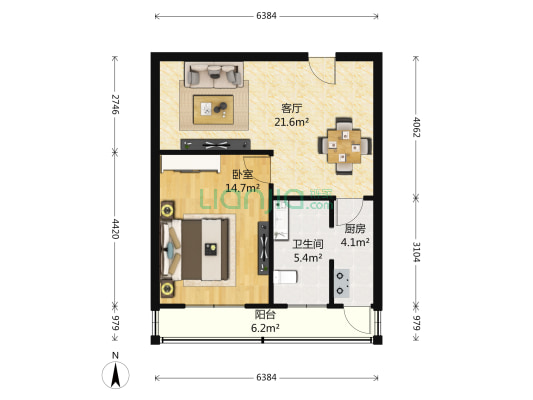 生辉里 1室1厅1卫 45平方