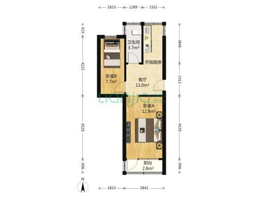 南农大小区 2室1厅1卫 50平方