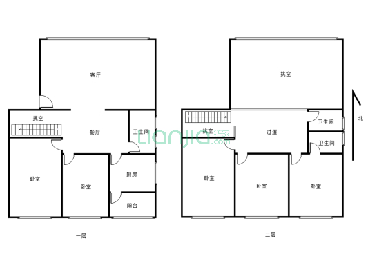 大户型跃层+客厅挑高+一梯一户有小区-户型图