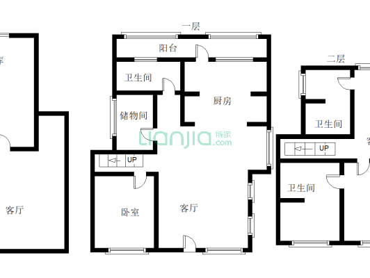 香邑溪谷原墅一层下叠带下跃 大院 有车位-户型图