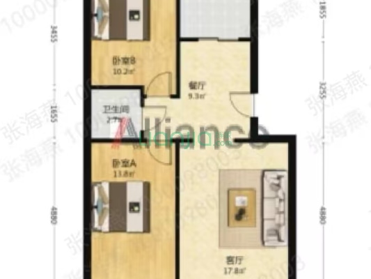 此房满五税低,户型方正,中间楼层-户型图