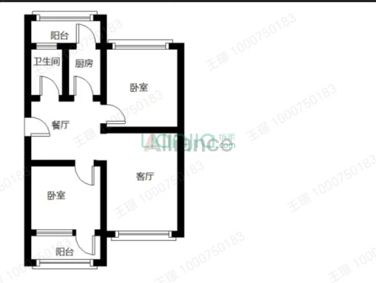 县府小区 2室1厅 南 北-户型图