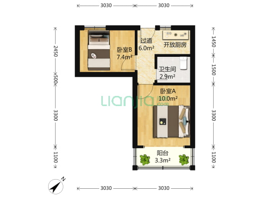 临沂六村 2室0厅1卫 40平方