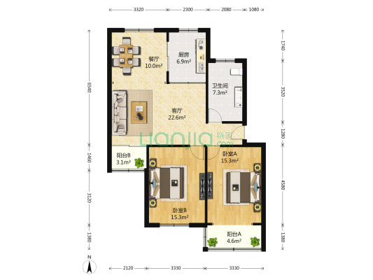 凌兆新村(上浦路355弄) 2室2厅1卫 97平方