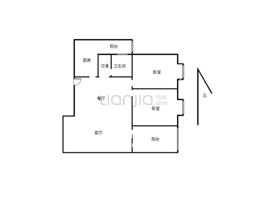 红旭铂玉城2室1厅1卫小区环境好，适合居住-户型图