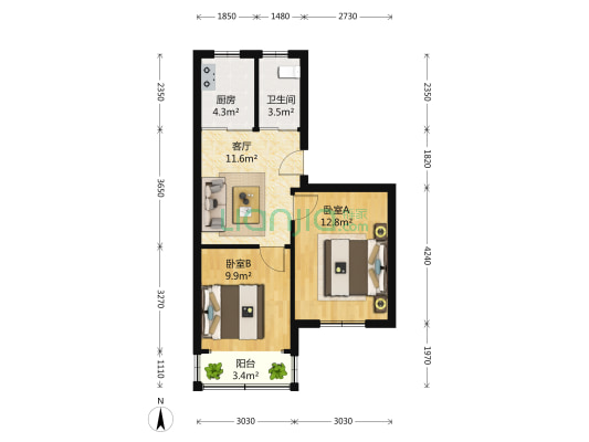 沪松路7弄 2室1厅1卫 60平方