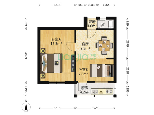 玉函路 2室1厅1卫 50平方