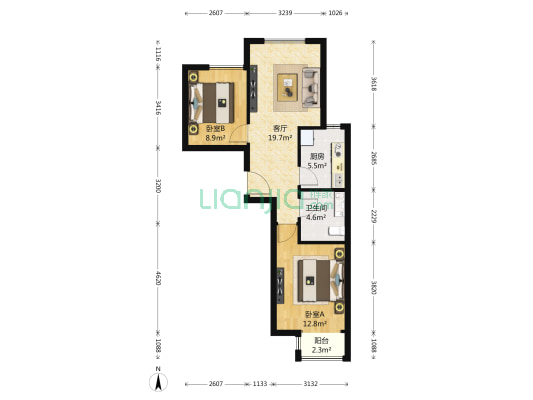 明天第一城6号院 2室1厅1卫 79平方