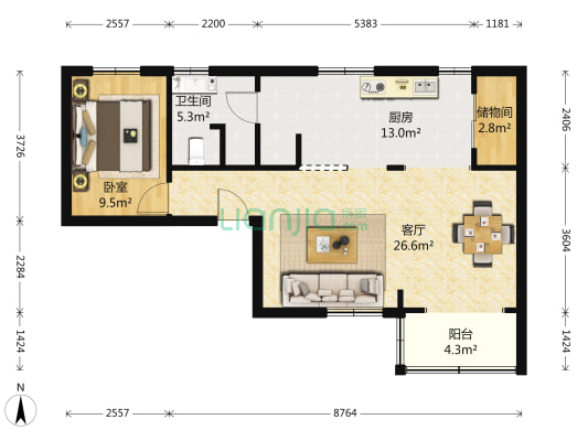 四方新村一村 1室1厅1卫 83平方