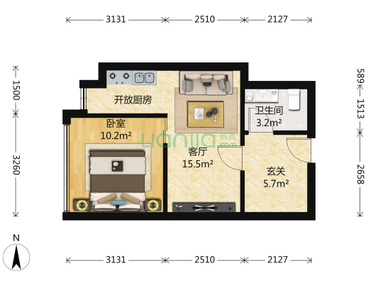 骏庭名园 2室1厅 300万