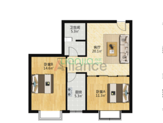 七十年大产权  精装修  拎包入住-户型图