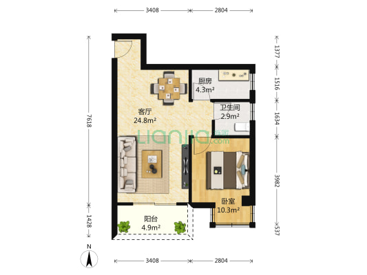 书香佳缘 1室1厅1卫 61平方