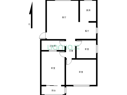 金庆小区三室一厅一卫满五唯一步梯四楼看房有钥匙-户型图
