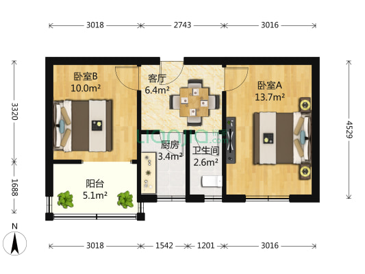 16中家属院 2室1厅1卫 50平方