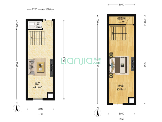 万达财富中心 1室1厅1卫 51平方