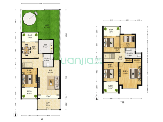 秦淮绿洲南区 5室2厅2卫 176平方