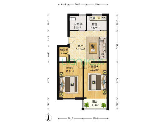 刀茅巷173-178号 2室1厅1卫 68平方