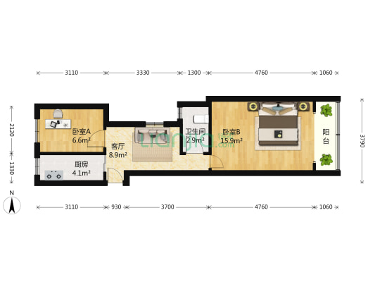桃浦一村瑞香苑 2室1厅1卫 55平方
