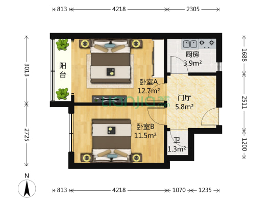 夏津路 2室0厅1卫 54平方