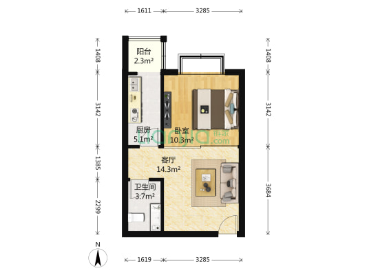 花市枣苑三期 1室1厅1卫 50平方